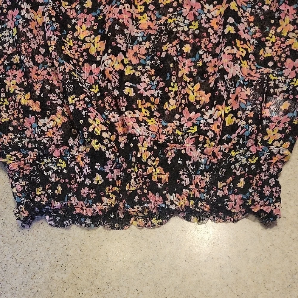 Justice Floral Kids Tank Top with Floral Blouse Size XS 5/6